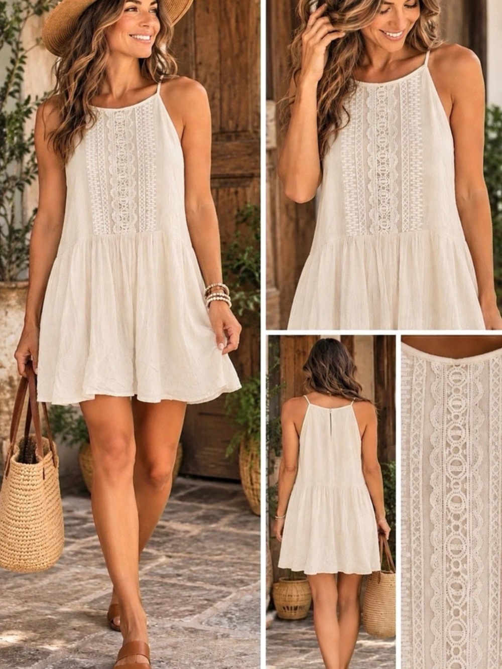 Lulus Any Sway, Shape, or Form White Lace Halter Dress Mini Dress Large